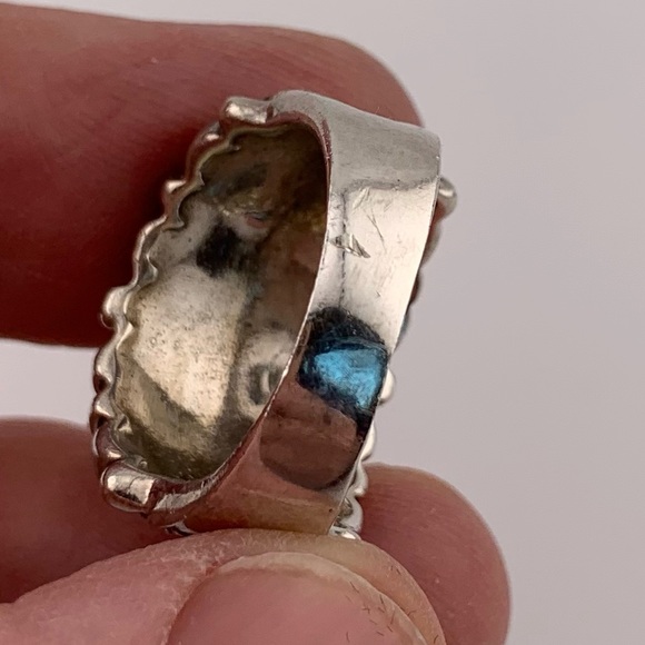 STERLING SILVER 925 BEADED RUFFLED BAND RING CW SIGNED BAND RING VINTAGE SZ 5.5 - Picture 8 of 10